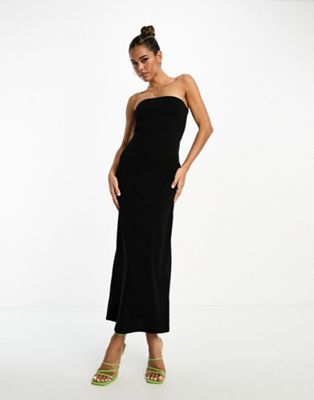 ASOS DESIGN bandeau maxi dress with split hem in black | ASOS