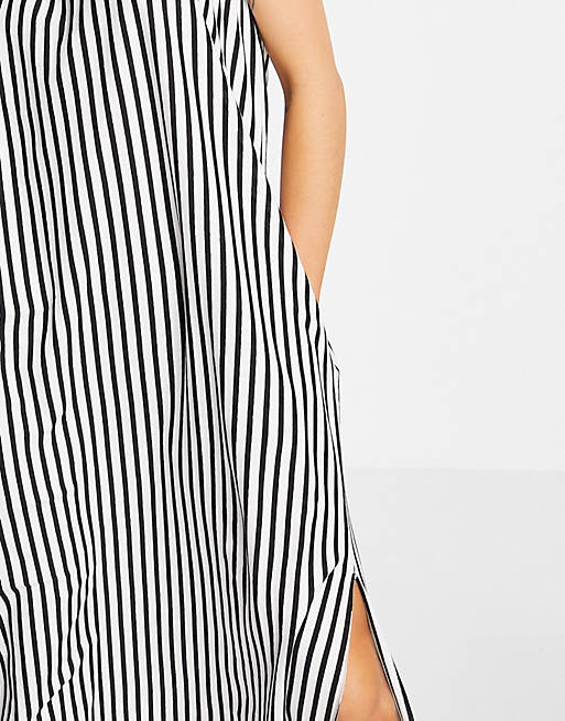 Dresses bandeau maxi sundress with pockets in mono stripe 