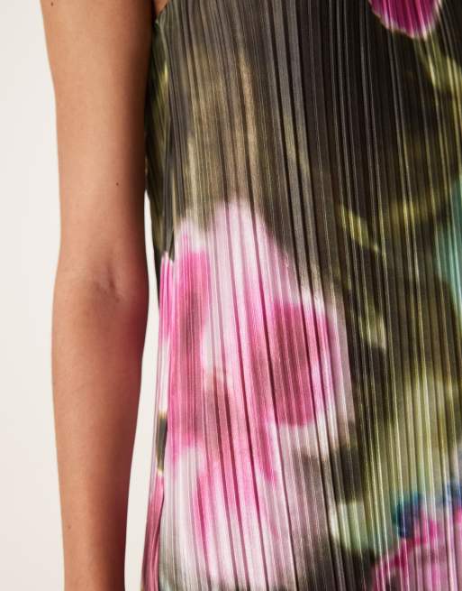 ASOS DESIGN - Bandeau-maxikjole med plisseringer og udtværet blomstermønster, 3 af 4