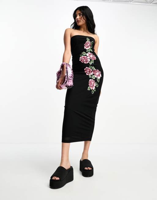 ASOS Embroidered Mesh Midi Dress