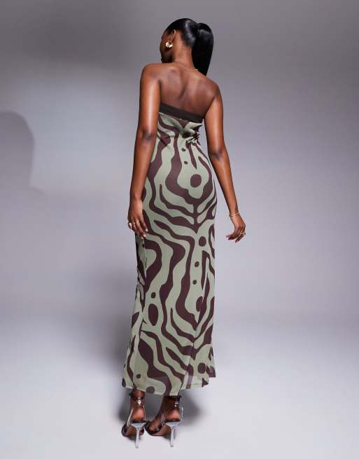 green emerald velvet dress Black-Satin Bias-Cut Strapless Midaxi-Dress