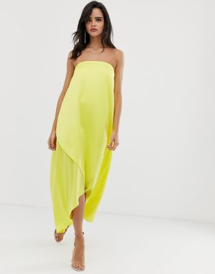 satin bandeau midi dress