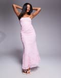 [ASOS DESIGN] ASOS DESIGN bandeau midi dress with draped skirt-Pink 12 Light Pink