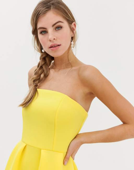 Asos design bandeau midi dress with 2025 ruffle pep hem