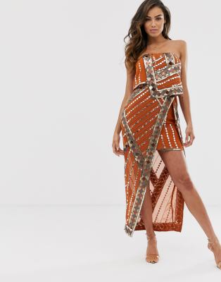 asos burnt orange dress