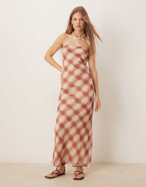 ASOS DESIGN - Bandeau-midikjole med print i dobbeltlag - view 1