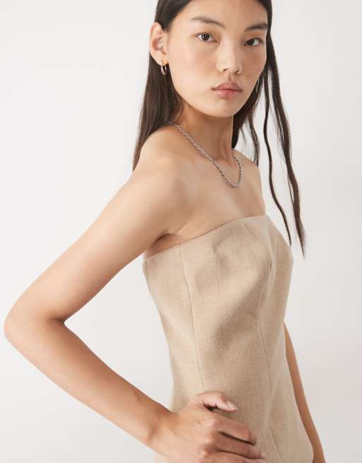 ASOS DESIGN bandeau mini dress with fur hem, 2 of 5