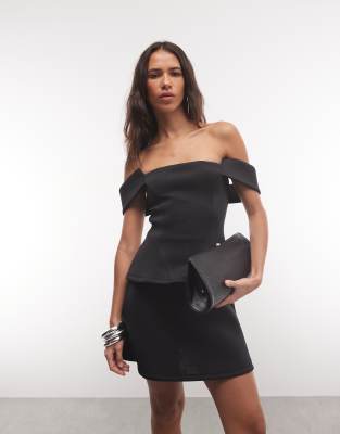 Asos Design Bandeau Mini Dress With Hip Detail In Multi