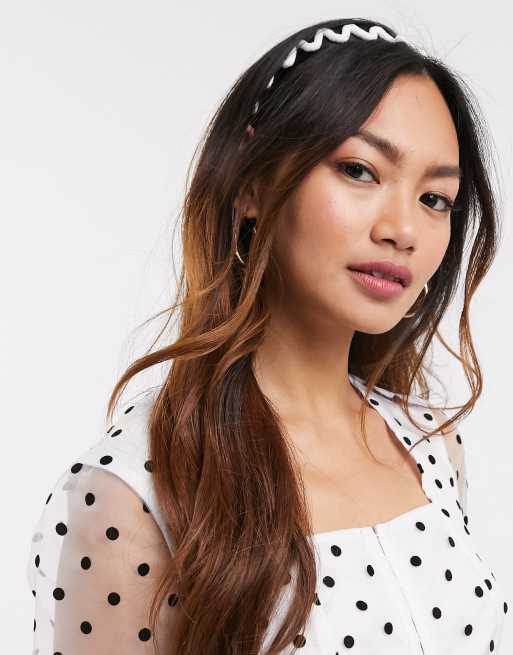 ASOS DESIGN - Bandeau motif zig zag en velours - Blanc
