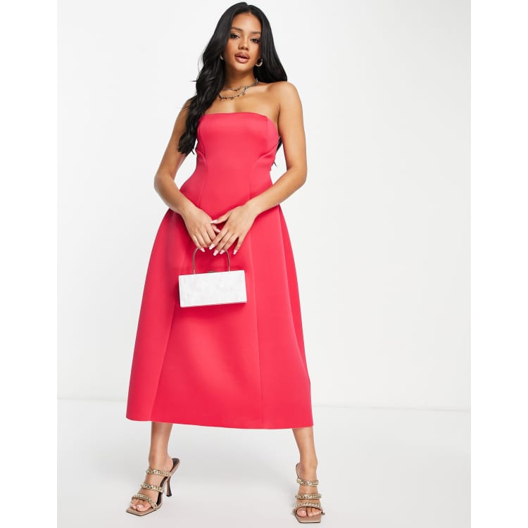 Asos design bandeau crop top prom midi sales dress