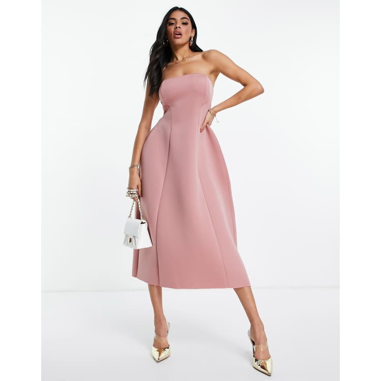 Asos design bandeau crop hotsell top prom midi dress