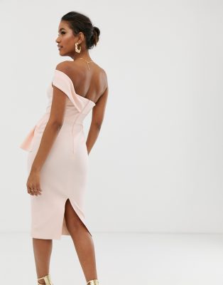 asos design origami twist midi pencil dress