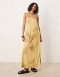 [ASOS DESIGN] ASOS DESIGN bandeau placement flower maxi dress in yellow palm tree print-Multi M YELLOW PALM