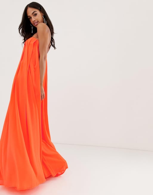 Asos orange best sale pleated maxi dress