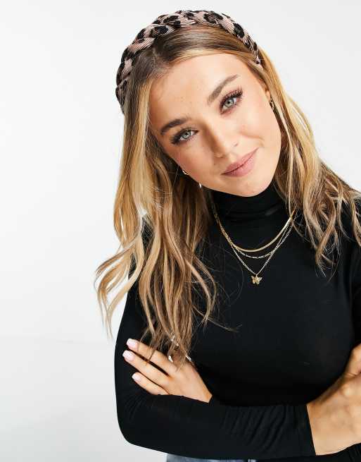 ASOS DESIGN - Bandeau plissé tressé à imprimé léopard
