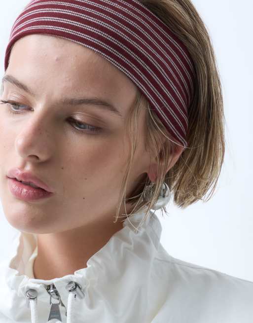 ASOS DESIGN - Bandeau rayé en jersey - Bordeaux et crème, 2 de 3