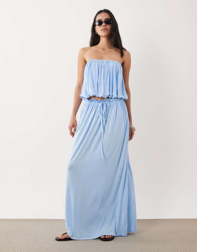 crop top dress design ASOS - Bandeau Ruched - Women - Viscose/Elastane - XS *Choose a knit with code-dis Color:Burgundy & Cream Work Women's Blue Low &