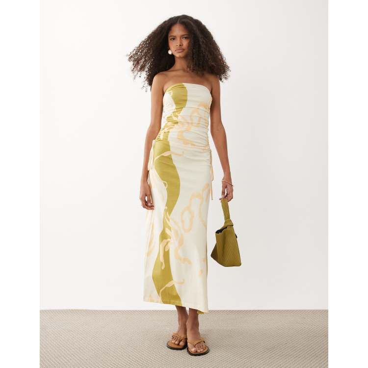 off the shoulder dress yellow Yellow Off The Shoulder Drape Dress