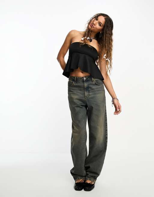 Ruffle hem hot sale jeans black