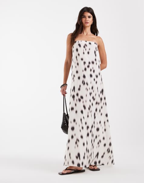 ASOS DESIGN bandeau sheer maxi dress in animal print - view 1