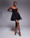 [ASOS DESIGN] ASOS DESIGN bandeau skater mini dress with contrast cups in black 8 black