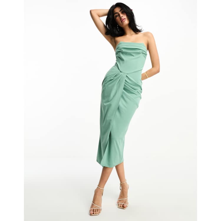 Asos design soft outlet layered bandeau midi dress