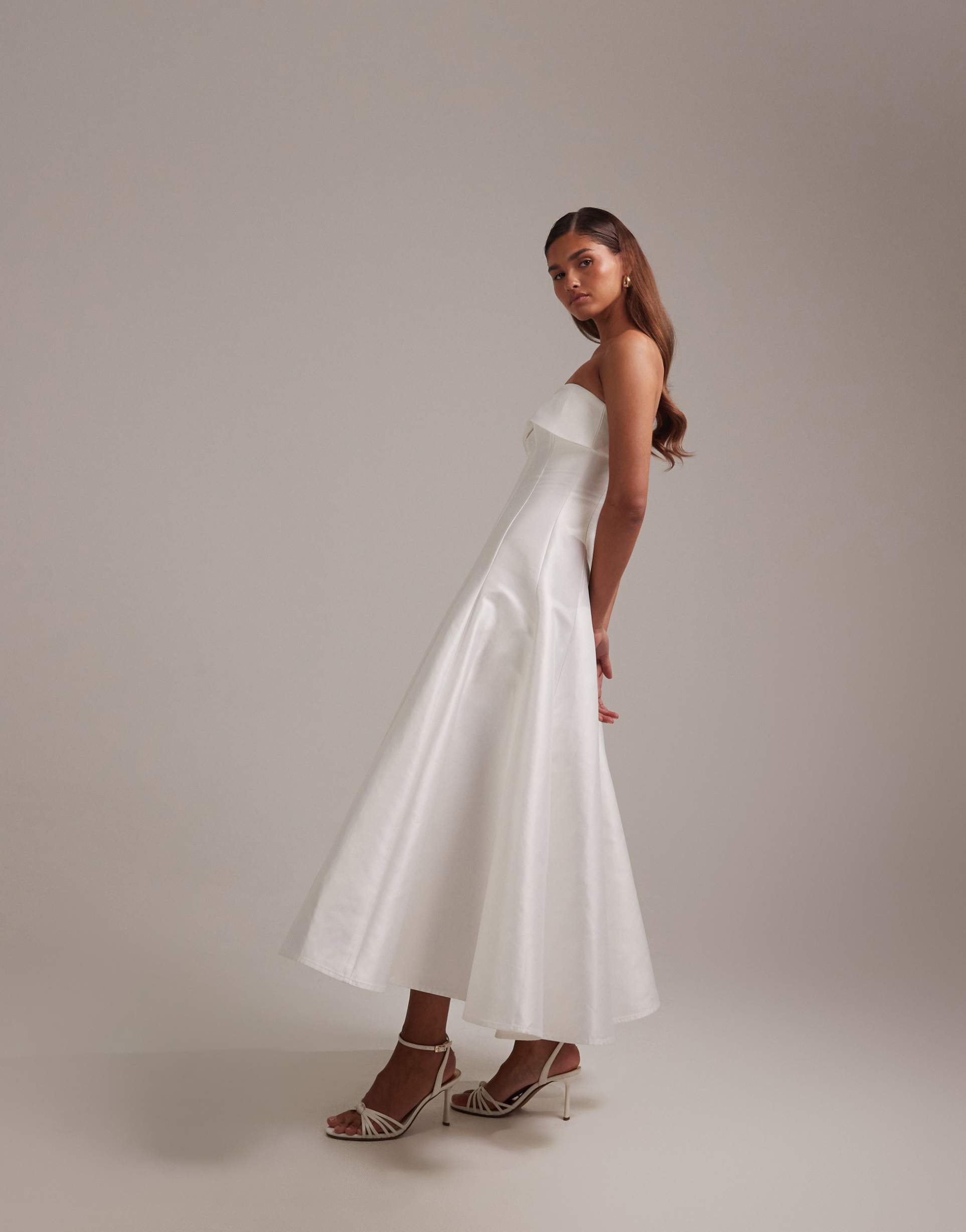 asos design bandeau structured wedding dress in ivory