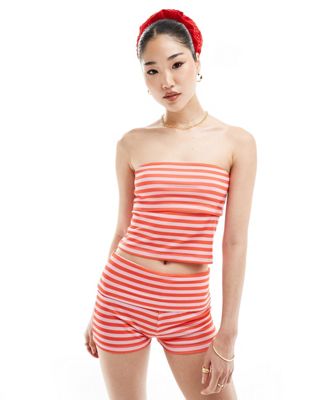 ASOS DESIGN bandeau top co ord in red stripe