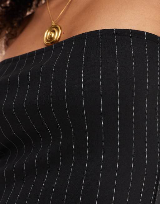 ASOS DESIGN bandeau top in black pinstripe (part of a set), 2 of 4