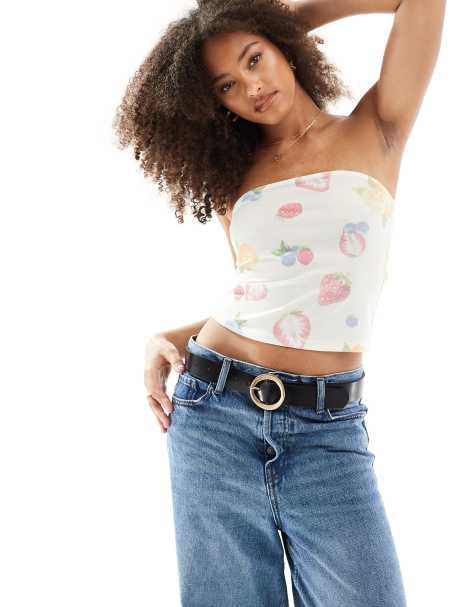 ASOS DESIGN bandeau top in fruit print - view 1