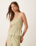[ASOS DESIGN] ASOS DESIGN bandeau top in green gingham (Part of a set) S GREEN