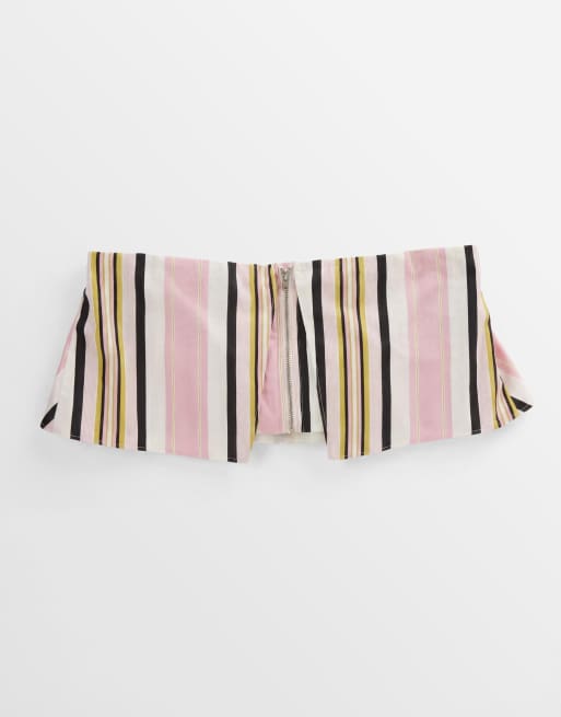 ASOS DESIGN bandeau top in multi stripe print - part of a set, 6 of 8
