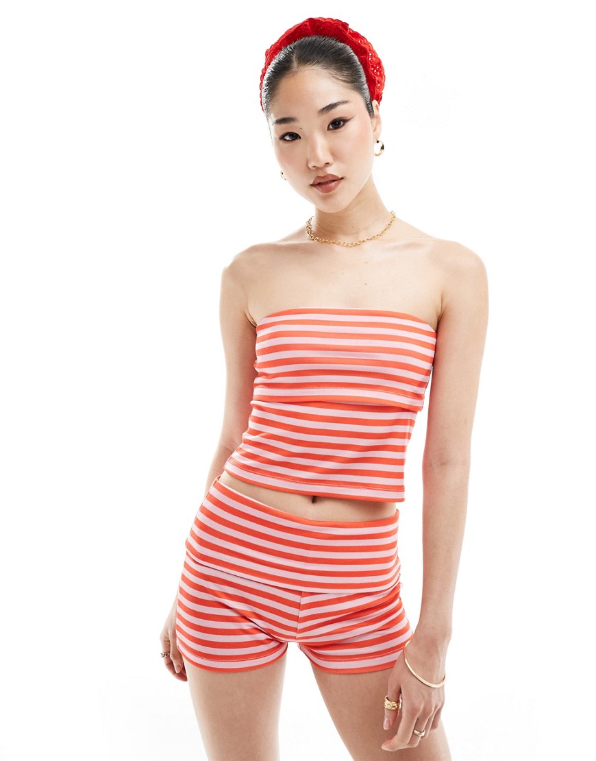 bandeau top in red stripe - part of a set-Multi