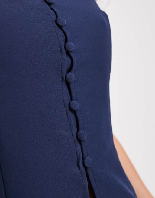 ASOS DESIGN - Bandeau-top met knoopsluiting in marineblauw, 2 van 4