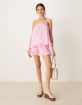 Asos Design Bandeau Top With Frill Hem