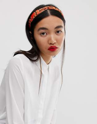 Asos À Le Monogramme Imprimé Orange DesignBandeau Devant Géométrique Sur Torsadé 2YEH9WDI