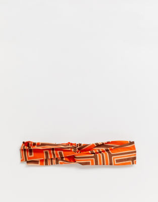Asos À Le Monogramme Imprimé Orange DesignBandeau Devant Géométrique Sur Torsadé 2YEH9WDI
