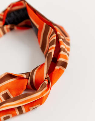Asos À Le Monogramme Imprimé Orange DesignBandeau Devant Géométrique Sur Torsadé 2YEH9WDI