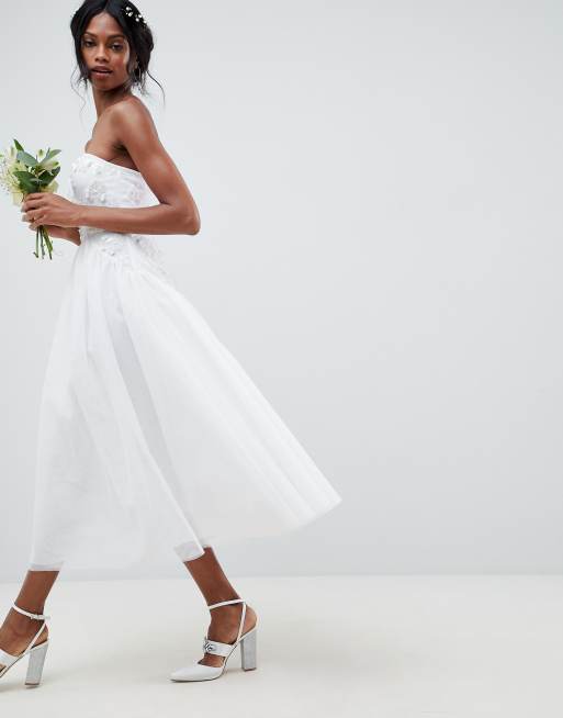 Tulle midi dress outlet in white