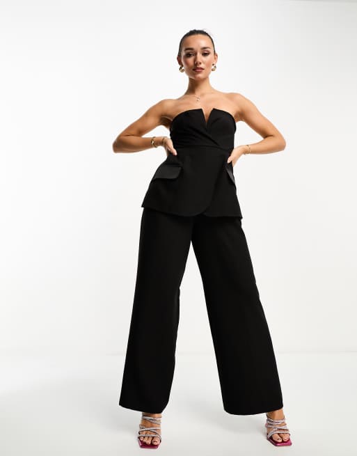 ASOS DESIGN bandeau tux jumpsuit in black