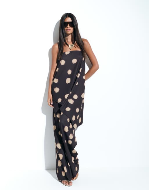 ASOS DESIGN bandeau with asymmetric hem top in blurred spot print (part of a set), 2 of 4