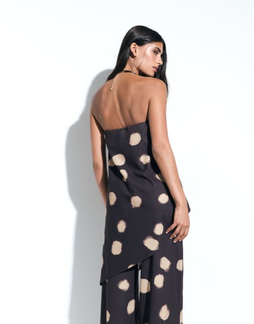 ASOS DESIGN bandeau with asymmetric hem top in blurred spot print (part of a set), 4 of 4