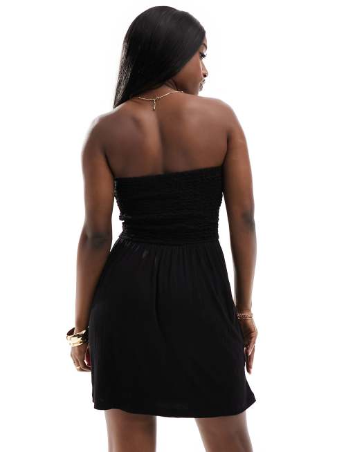 asos black bandeau dress ASOS Design - Sculpted Bandeau Mini Dress - Women - Polyester/Elastane - 4 US