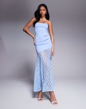 ASOS DESIGN lace plunge maxi with drape detail in red