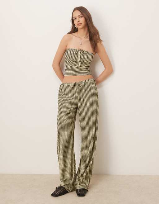ASOS DESIGN bandeau with ties in yellow and black gingham (part of a set), 4 of 4