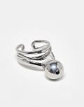 [ASOS DESIGN] ASOS DESIGN banded ring with sphere charm design in silver tone M SILVER