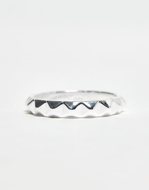 ASOS DESIGN - Båndring i sterlingsølv med bånd med pyramideformede nitter  , 3 af 3