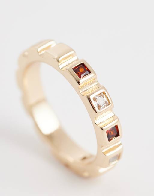 ASOS DESIGN – Bandring in Goldoptik mit eckigem Schmuckstein, 2 von 3