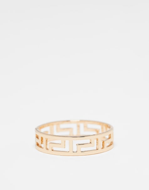 ASOS DESIGN – Bandring in Goldoptik mit griechischem Wellenmuster und Zierausschnitten - view 1