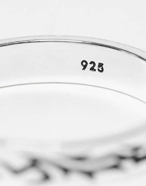 ASOS DESIGN - Bandring van sterling zilver met tatoeage in zilverkleur, 3 van 4